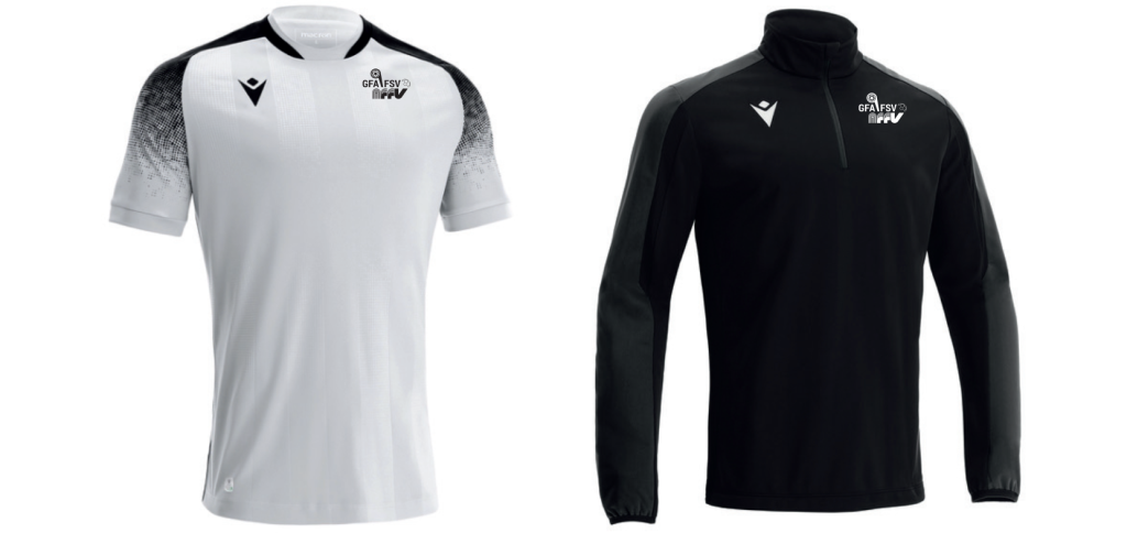 L'équipement d'échauffement 2022 est constitué d'un t-shirt Macron Alioth blanc et noir et d'un training Macron Arno noir.